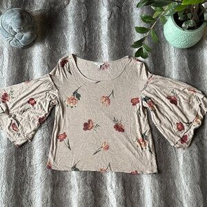 Lucky Brand Floral Bell-Sleeve Top